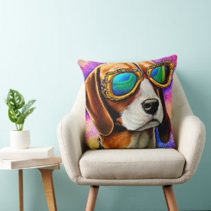 Beagle Wearing Sunglasses Cushion