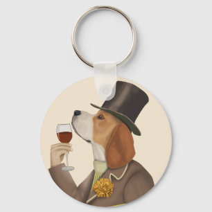 Beagle Wine Snob Key Ring