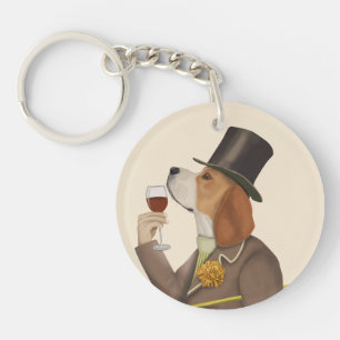 Beagle Wine Snob Key Ring
