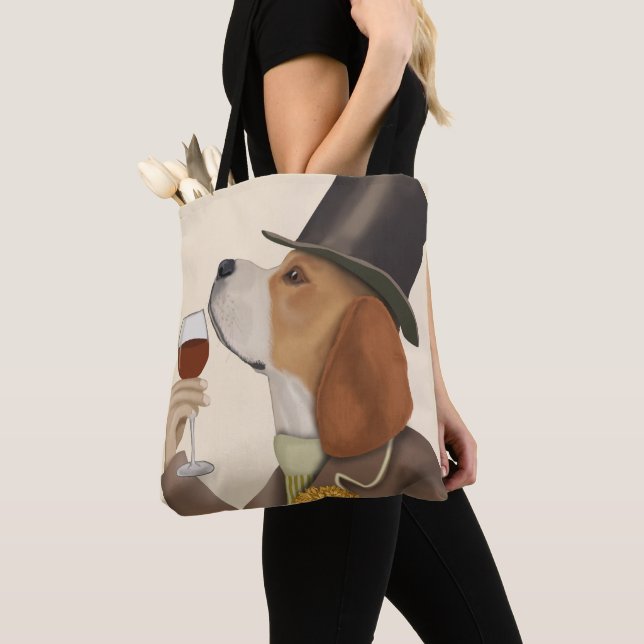 Beagle Wine Snob Tote Bag (Close Up)