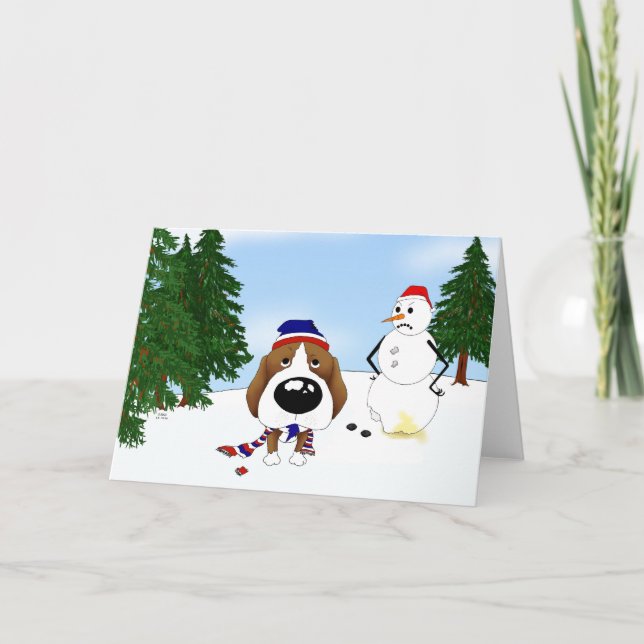 Beagle Winter Scene Holiday Card (Front)