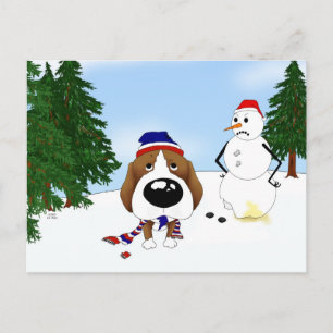 Beagle Winter Scene Postcard