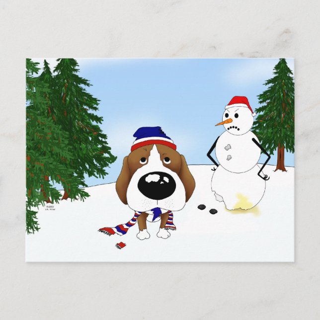 Beagle Winter Scene Postcard (Front)