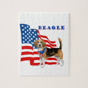 Beagle with American Flag Jigsaw Puzzle
