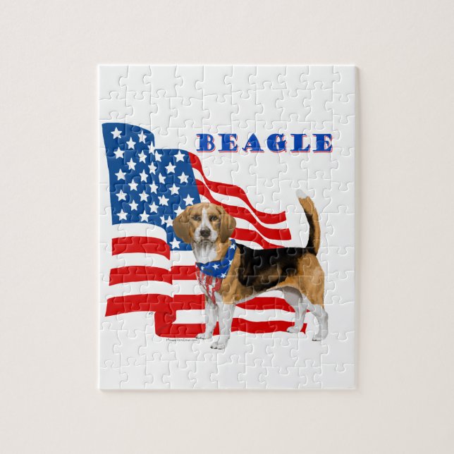 Beagle with American Flag Jigsaw Puzzle (Vertical)