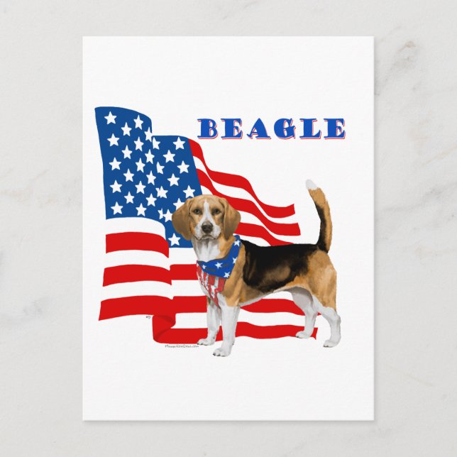 Beagle with American Flag Postcard (Front)