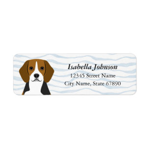 Beagle with Blue Waves Return Address Labels