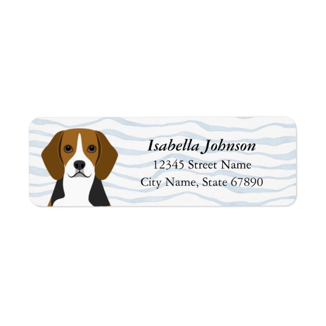 Beagle with Blue Waves Return Address Labels (Front)