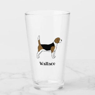 Beagle with Custom Text   Dog Lover Personalised Glass