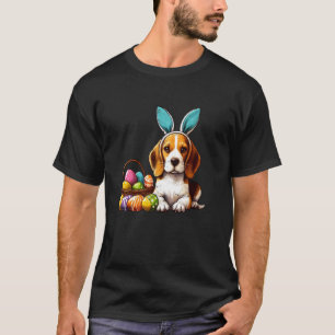 Beagle with Easter Bunny Ears and Colourful Easter T-Shirt