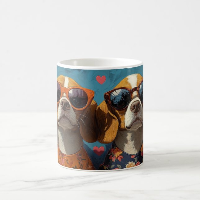 Beagle with Heart Roses Valentine's Day Coffee Mug (Center)
