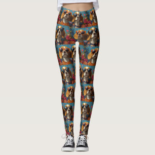 Beagle With Heart Roses Valentine's Day Leggings