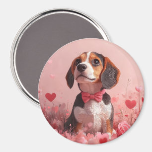 Beagle with Roses - Valentine's Day Magnet