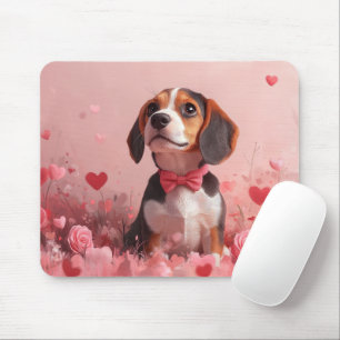 Beagle with Roses - Valentine's Day Mouse Pad