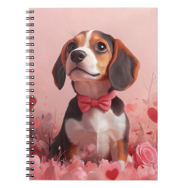 Beagle with Roses - Valentine's Day Notebook (Front)