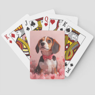 Beagle with Roses - Valentine's Day Playing Cards
