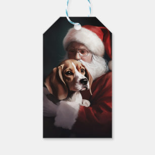 Beagle With Santa Claus Festive Christmas Gift Tags