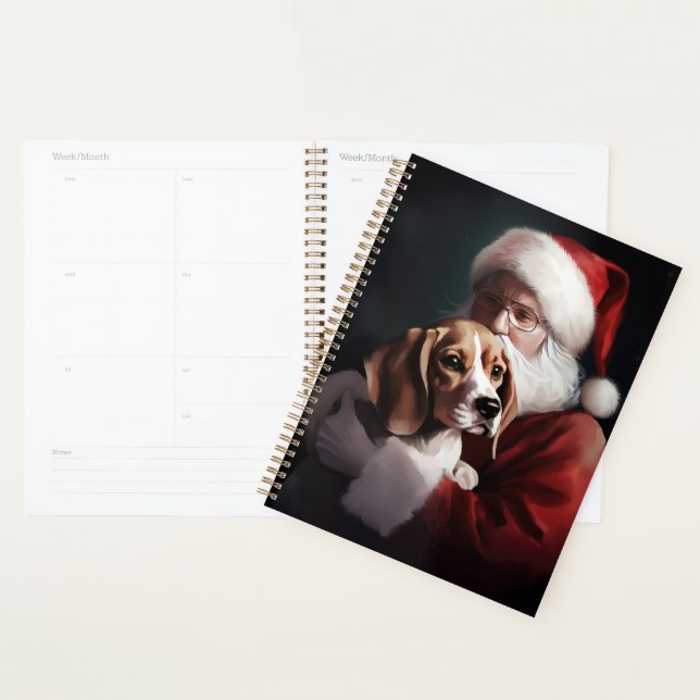 Beagle With Santa Claus Festive Christmas Planner (Display)