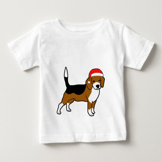 Beagle with Santa hat Baby T-Shirt (Front)