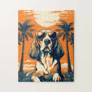 Beagle with sunglasses at a beach jigsaw puzzle