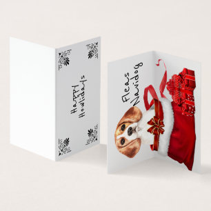 Beagle Xmas dog in Santa sack with DIY wishes