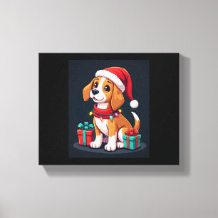 Beagle Xmas Lighting Santa Beagle Dog Christmas Ta Canvas Print