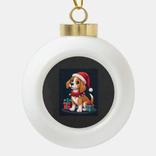Beagle Xmas Lighting Santa Beagle Dog Christmas Ta Ceramic Ball Christmas Ornament