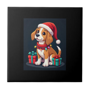 Beagle Xmas Lighting Santa Beagle Dog Christmas Ta Ceramic Tile