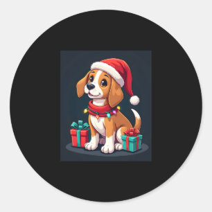 Beagle Xmas Lighting Santa Beagle Dog Christmas Ta Classic Round Sticker