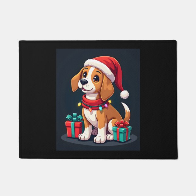 Beagle Xmas Lighting Santa Beagle Dog Christmas Ta Doormat (Front)