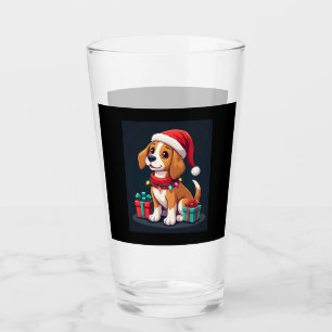 Beagle Xmas Lighting Santa Beagle Dog Christmas Ta Glass