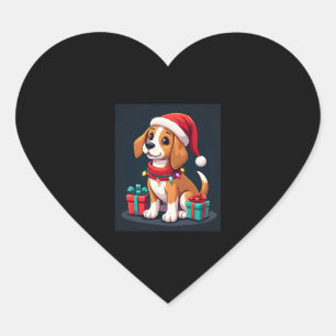 Beagle Xmas Lighting Santa Beagle Dog Christmas Ta Heart Sticker