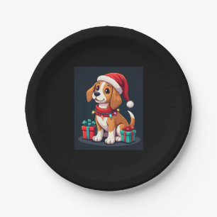 Beagle Xmas Lighting Santa Beagle Dog Christmas Ta Paper Plate