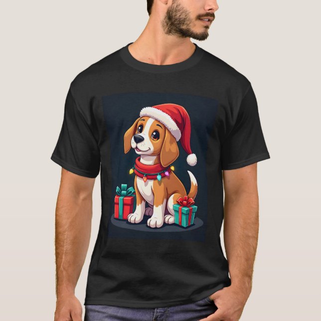 Beagle Xmas Lighting Santa Beagle Dog Christmas Ta T-Shirt (Front)