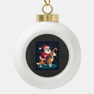 Beagle Xmas Lighting Santa Riding Beagle Dog Chris Ceramic Ball Christmas Ornament