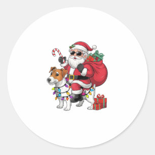 Beagle Xmas Lighting Santa Riding Beagle Dog Chris Classic Round Sticker