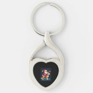 Beagle Xmas Lighting Santa Riding Beagle Dog Chris Key Ring