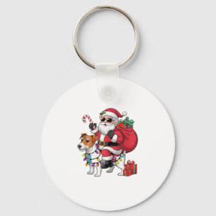Beagle Xmas Lighting Santa Riding Beagle Dog Chris Key Ring