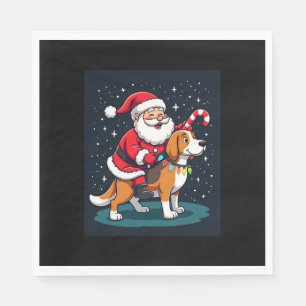 Beagle Xmas Lighting Santa Riding Beagle Dog Chris Napkin