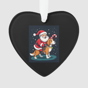 Beagle Xmas Lighting Santa Riding Beagle Dog Chris Ornament