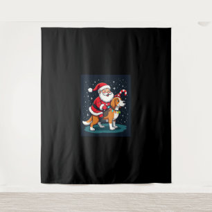 Beagle Xmas Lighting Santa Riding Beagle Dog Chris Tapestry