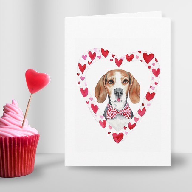 Beagle You've fetched my heart custom Valentine Holiday Card (Beagle love heart frame dog theme romantic cute vday dog mom card for anniversary and valentines day)