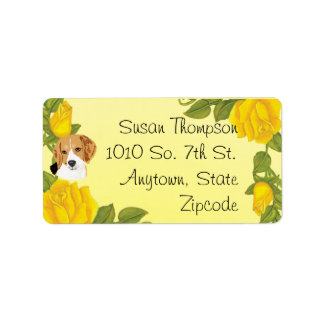 Beagles and Yellow Roses Label