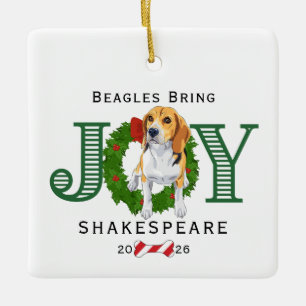 Beagles Bring Joy Ceramic Ornament