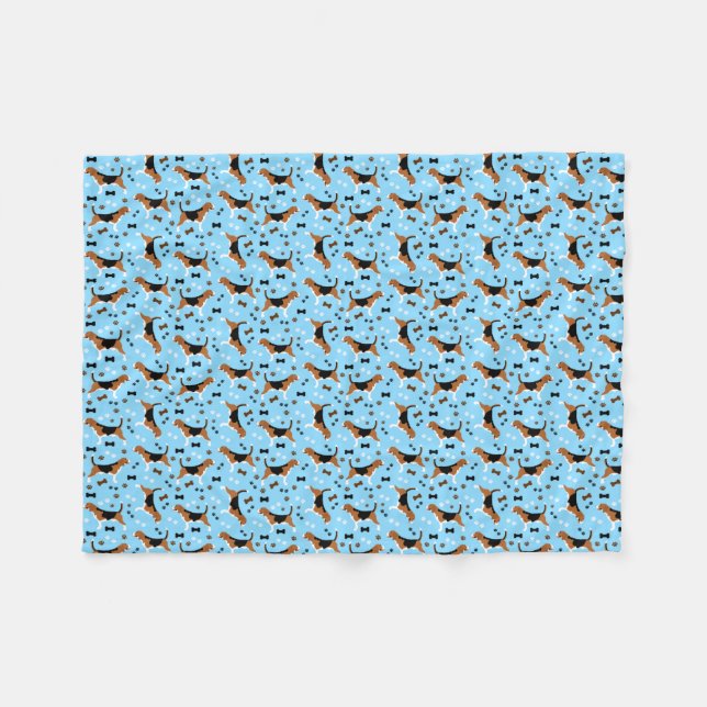 Beagles Cute Beagle Pattern Fleece Blanket (Front (Horizontal))