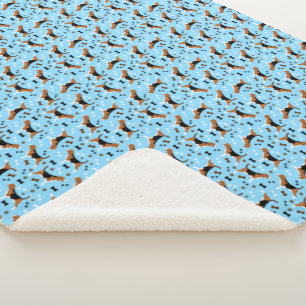 Beagles Dog Pattern Blue Sherpa Blanket