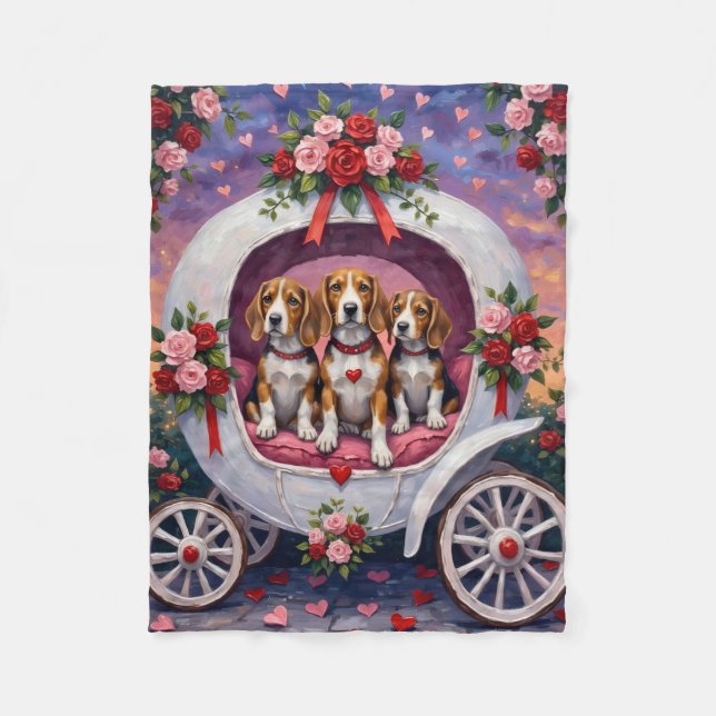Beagles Dog Valentine's Day  Fleece Blanket (Front)