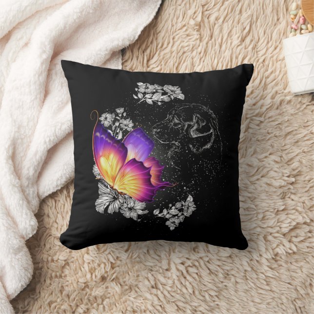 Beagles Dog With Butterfly Dog In Heaven Memorial Cushion (Blanket)