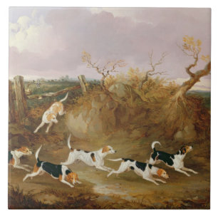 Beagles in Full Cry, 1845 (oil on canvas) Ceramic Tile