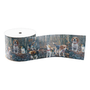 Beagles in the Woods Beagle Ribbon Grosgrain Ribbon